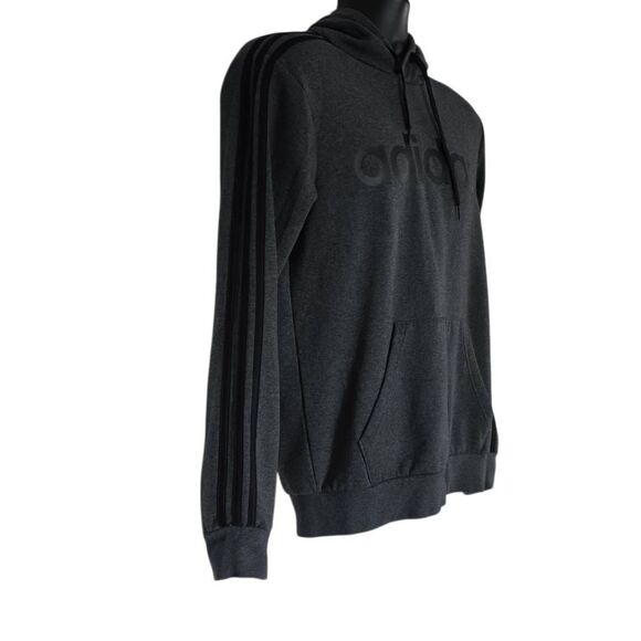 Adidas Men's Size Small Charcoal Gray Black 3 Stripe Logo Hoodie - Picture 5 of 5